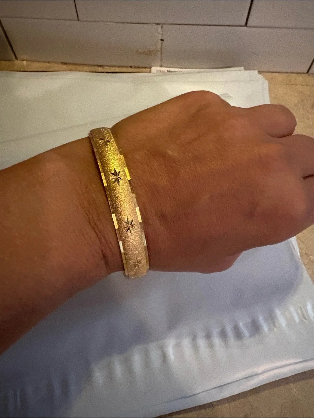 Gold vintage Monet Bangle Bracelet - Picture 3 of 5